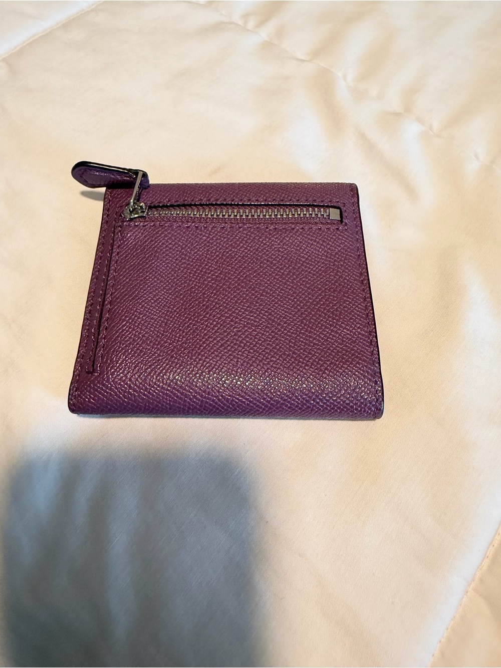 Coach Small Purple Leather Trifold Wallet - Picture 2 of 6